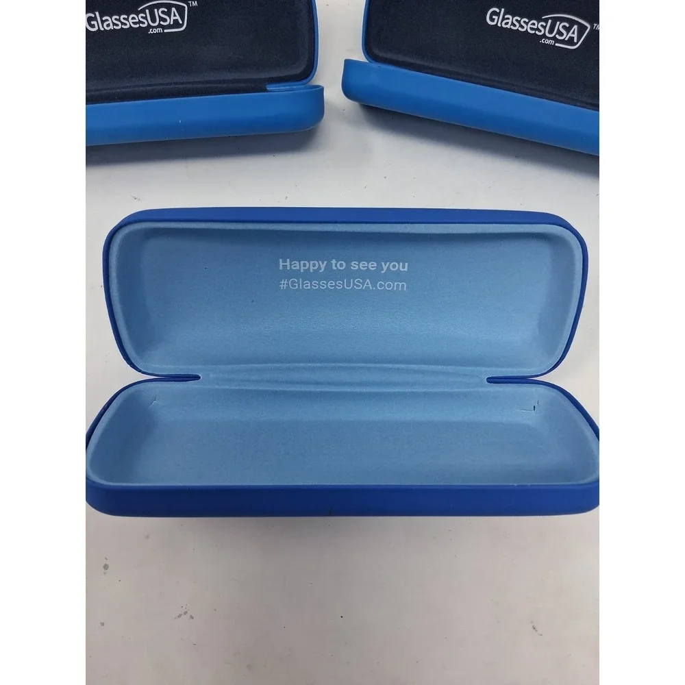 3 PIECES GLASSES USA CLAMSHELL EYEGLASSES / SUNGLASSES CASE BLUE. X